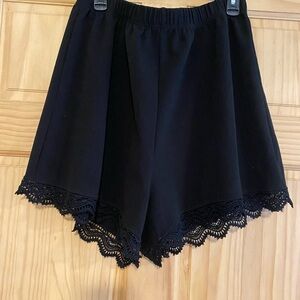 SHEIN High Waist Black Lace Trim Shorts